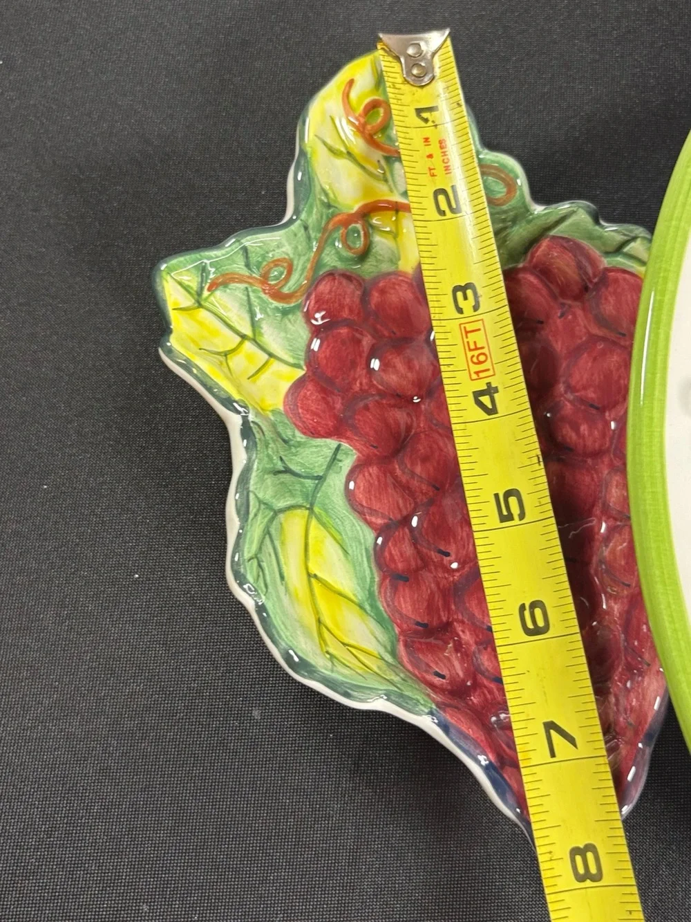 Hand-Painted Grape Ceramic Serving Platter - Red & Green